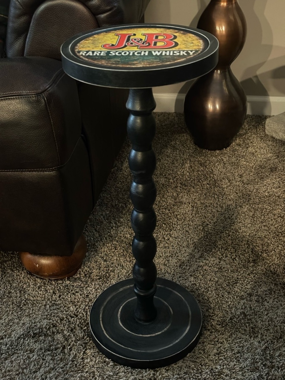 Small Round Drink Table, Whiskey Scotch, Modern Martini Perch, Small End Table
